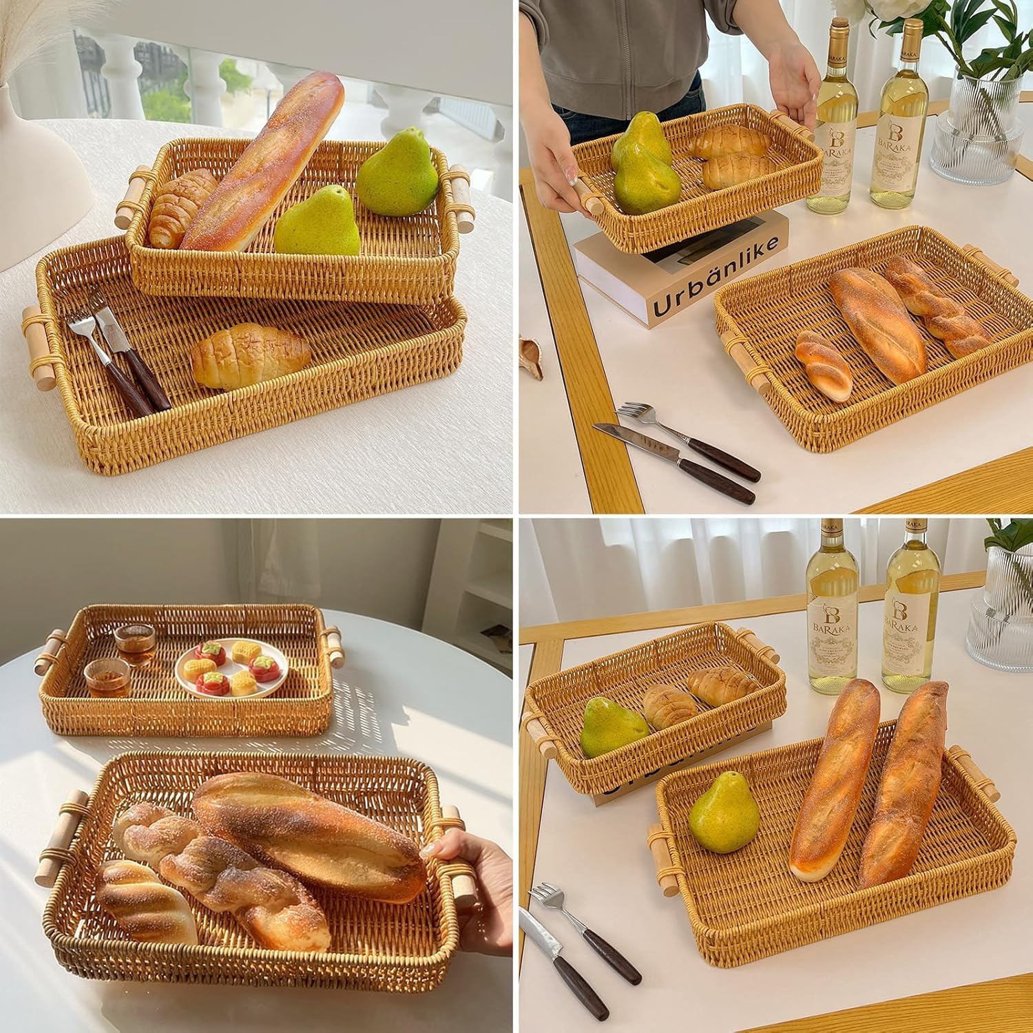 GIB Woven Baskets Serving Trays / Rectangular / Set of 2