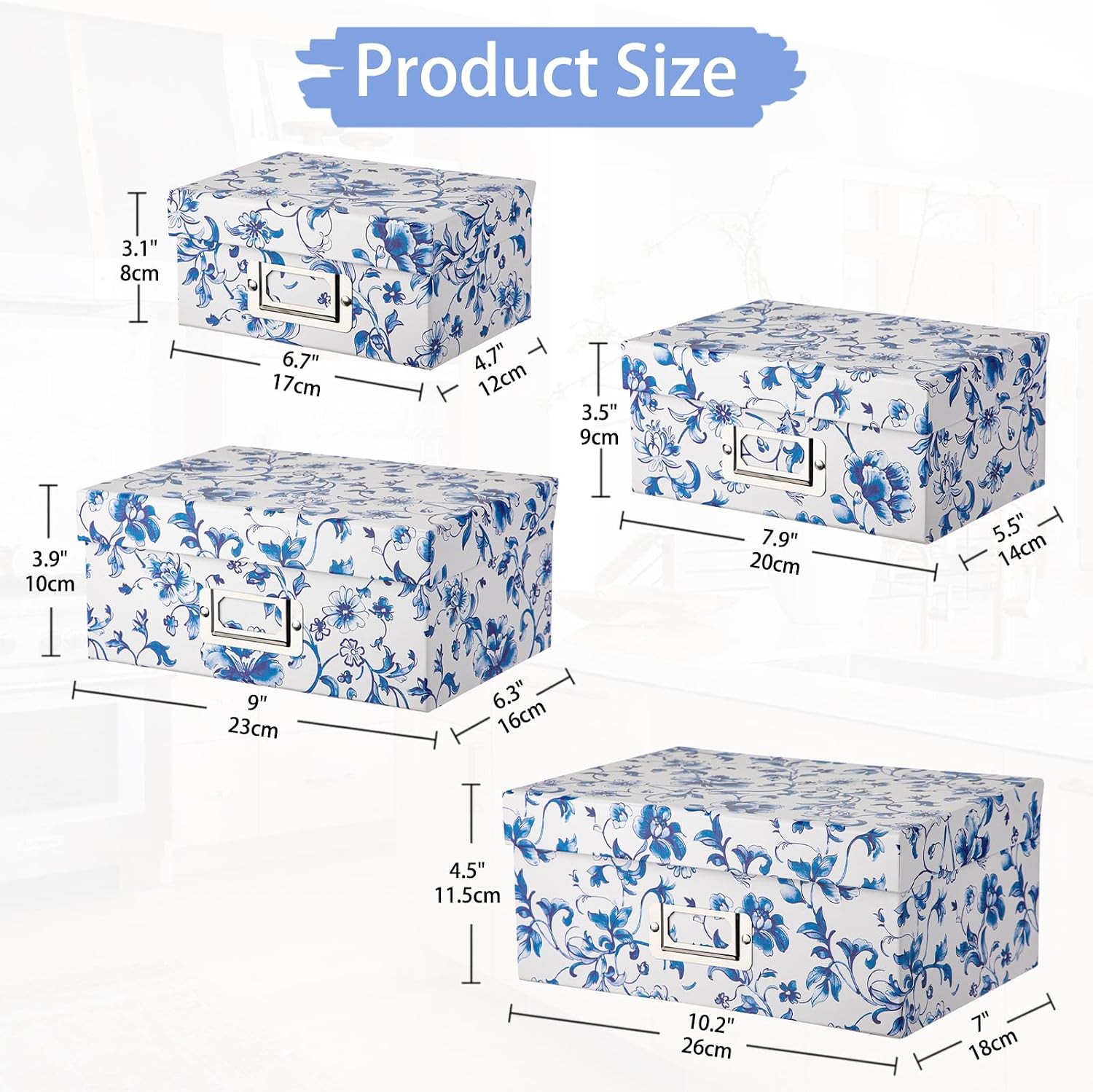 Blue and White Porcelain Storage Boxes / Blue and White70 / Set of 4