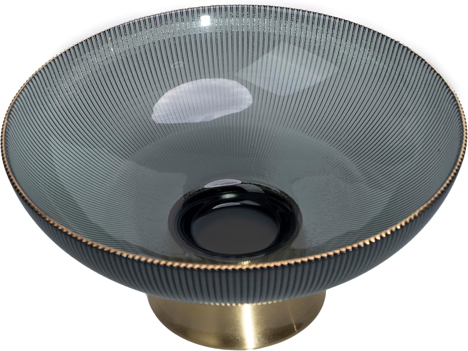 Round Glass Decorative Bowl / Gray / 9.8 Inch