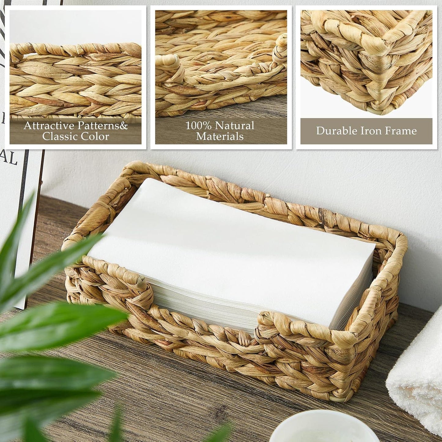 Water Hyacinth Napkin Holder / 9.5 x 5.1 / Set of 2
