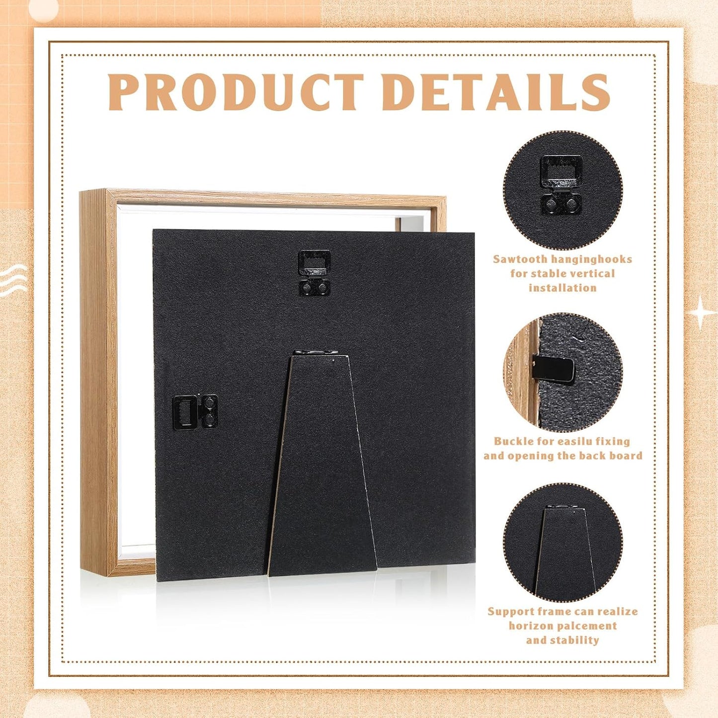 Ripeng 16 Pack 8x8 Inch Shadow Box Frame Display Cases, Deep Picture Frames for Wedding Bouquet Preservation