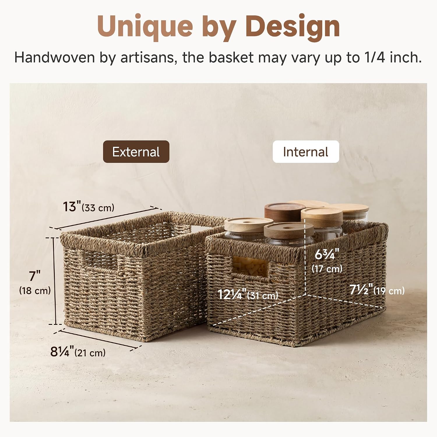 Medium Seagrass Storage Baskets / Natural / 2 x 13