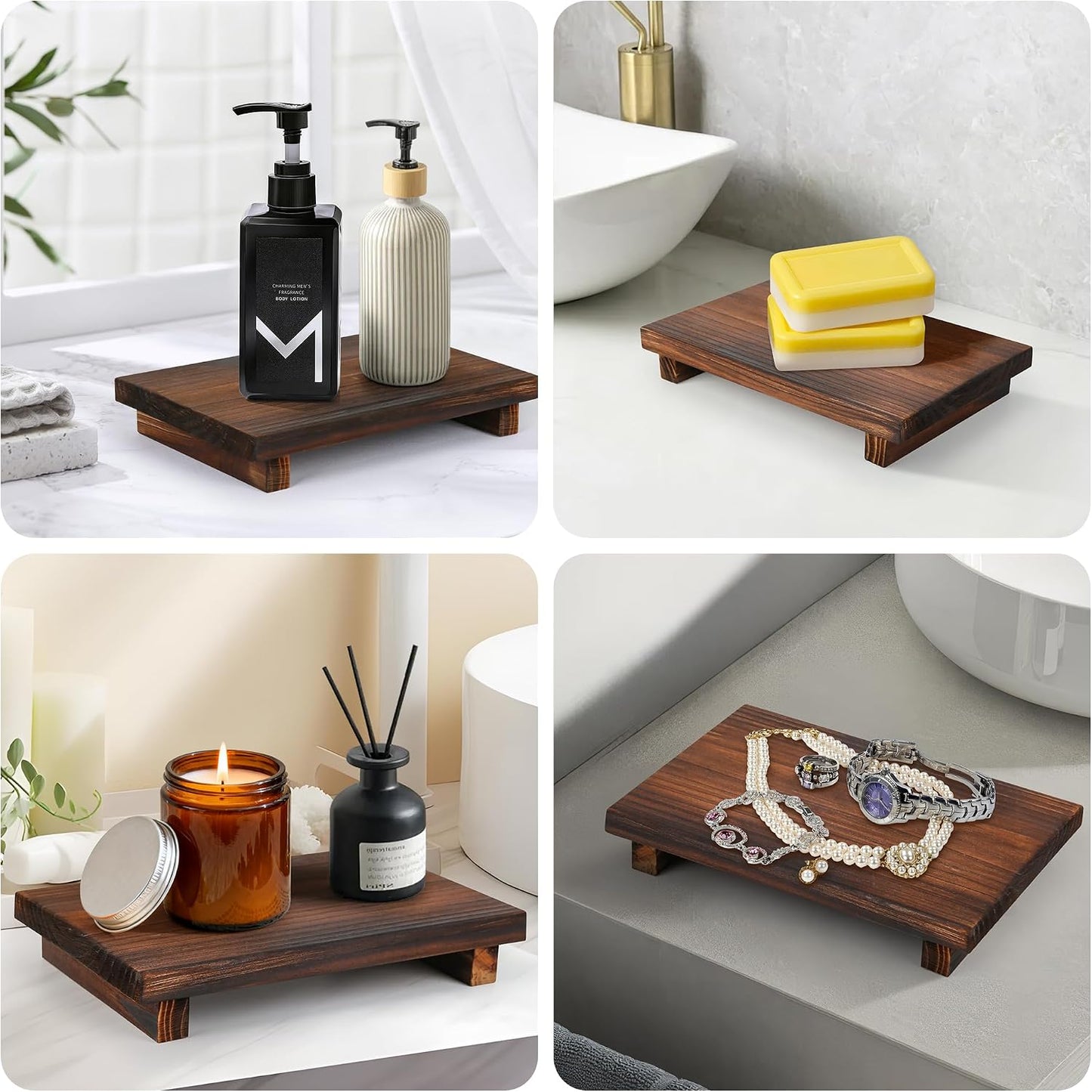 Wooden Soap Dish Tray / 9 x 6 / Set of 2