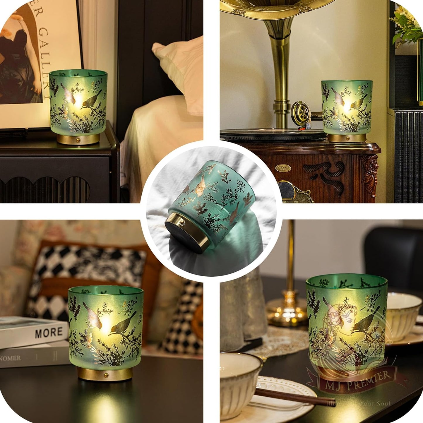 Cordless Lamp Rechargeable, Small Decorative Touch Lamp for Nightstand | Glass Battery Operated Table Lamps Dimmable