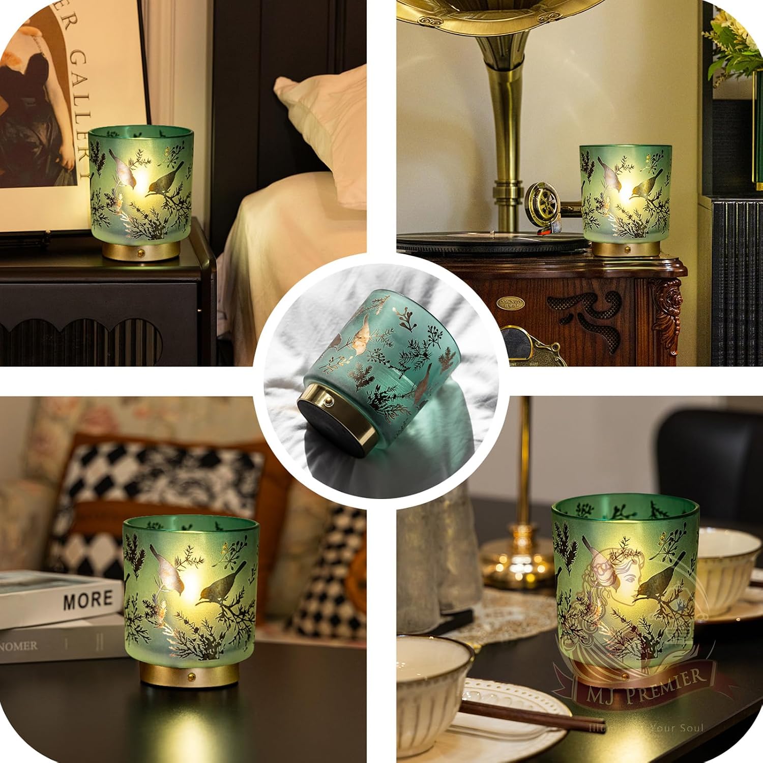 Cordless Lamp Rechargeable, Small Decorative Touch Lamp for Nightstand | Glass Battery Operated Table Lamps Dimmable