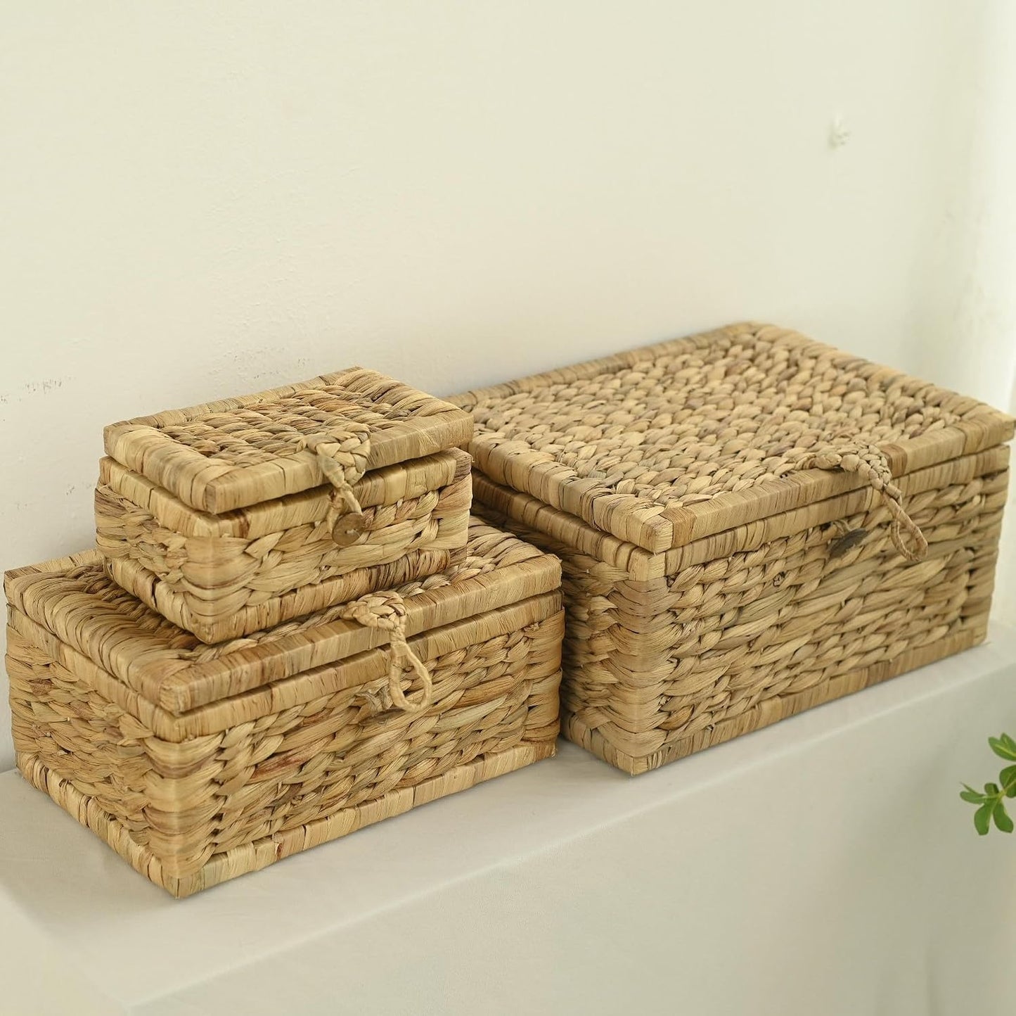 Wicker Storage Basket / Hyacinth Rectangle / Set of 3