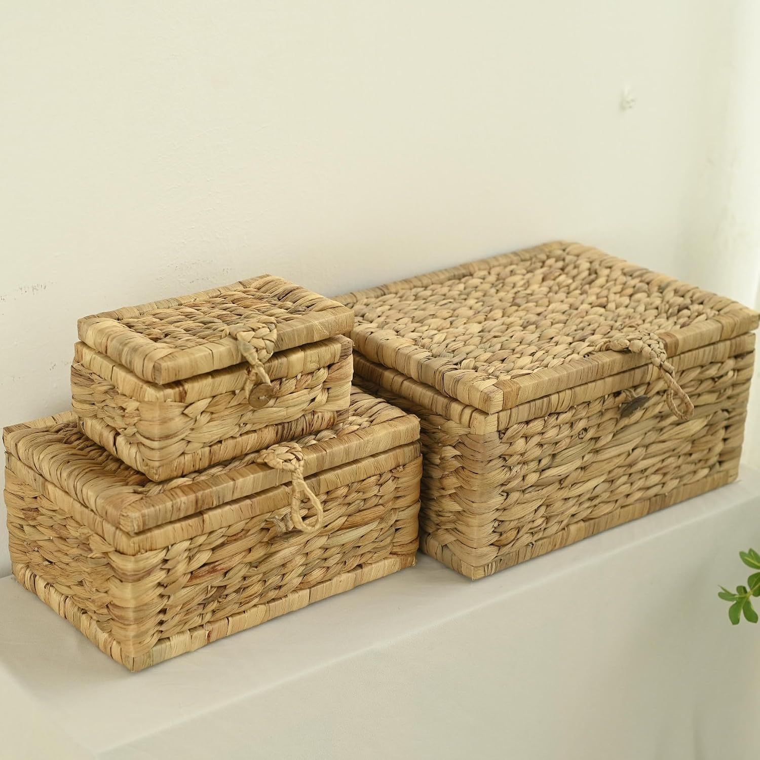 Wicker Storage Basket / Hyacinth Rectangle / Set of 3