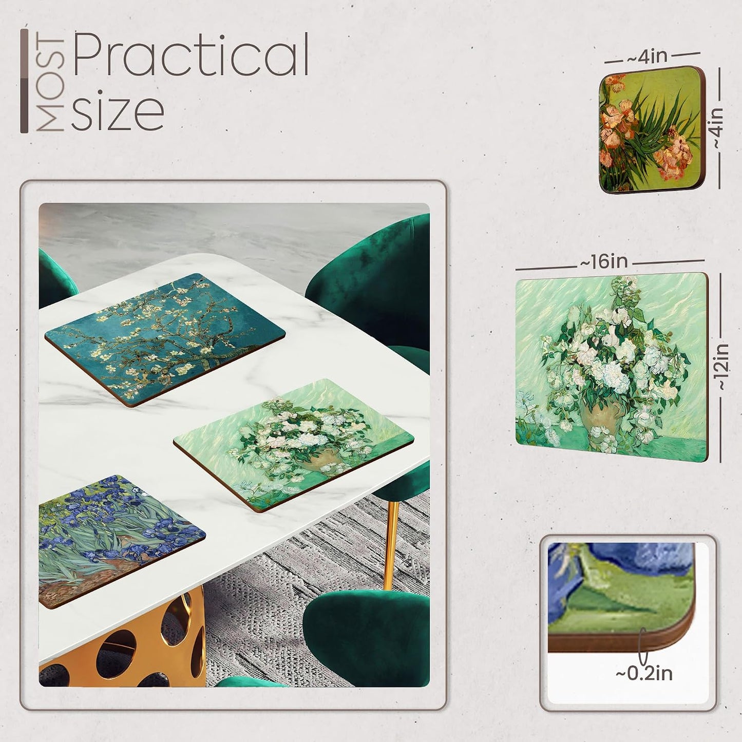 Free Matching Drink Coasters Van Gogh / Set of 4