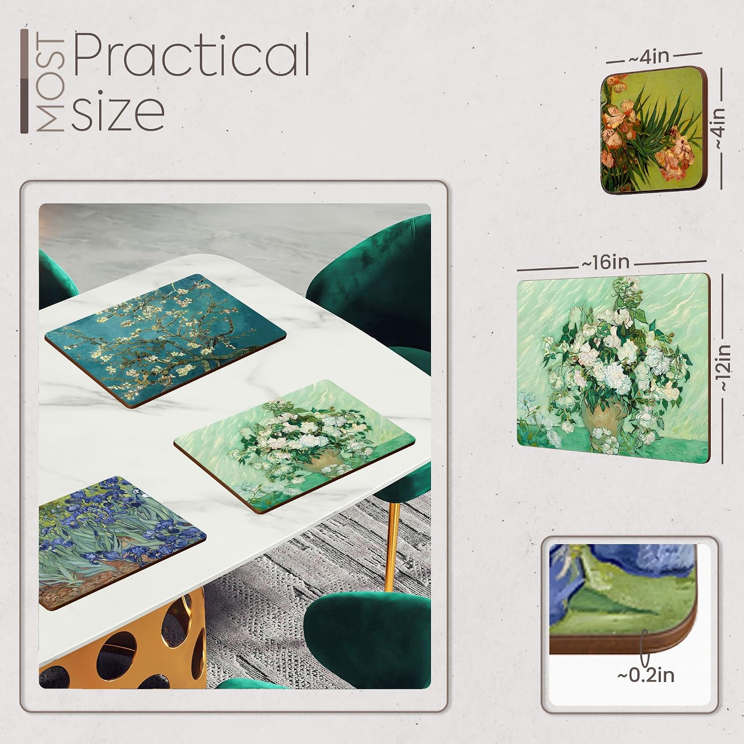 Free Matching Drink Coasters Van Gogh / Set of 4