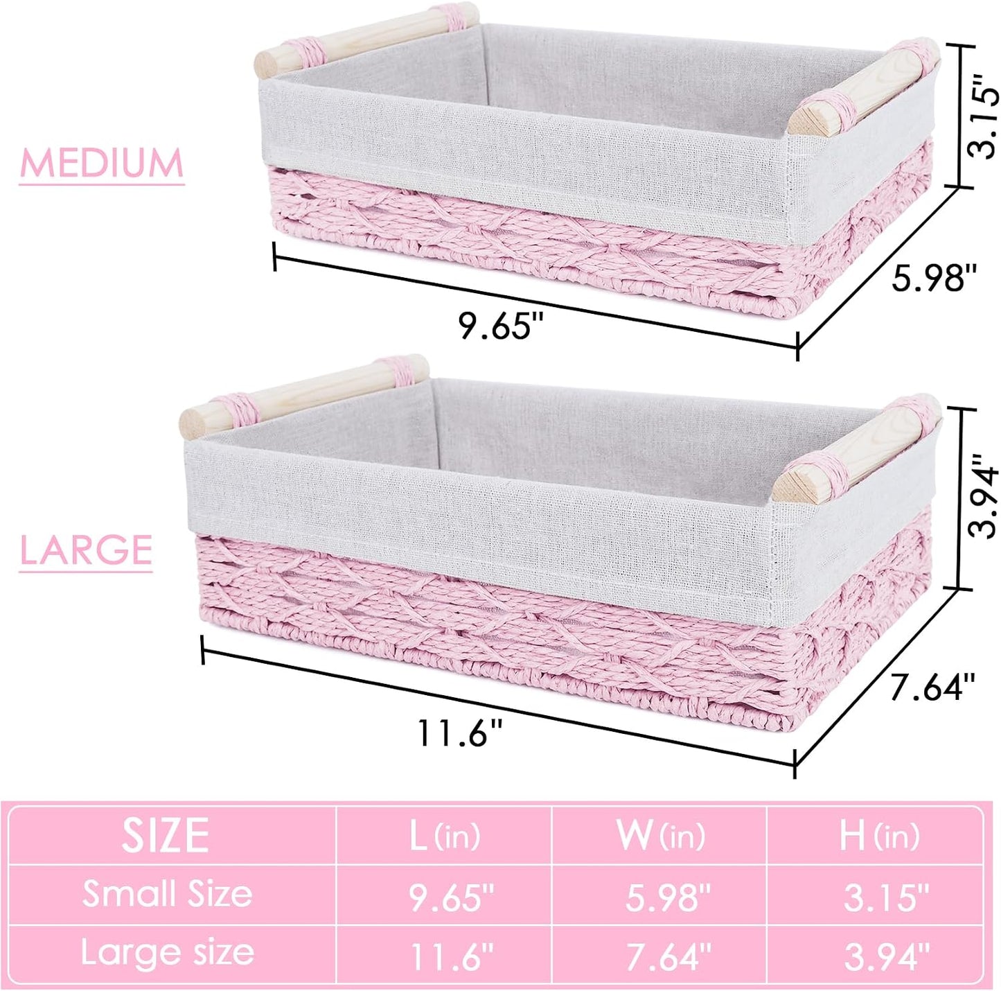 Wicker Storage Basket / Pink