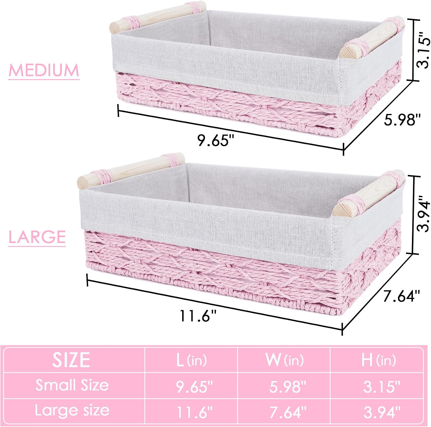 Wicker Storage Basket / Pink