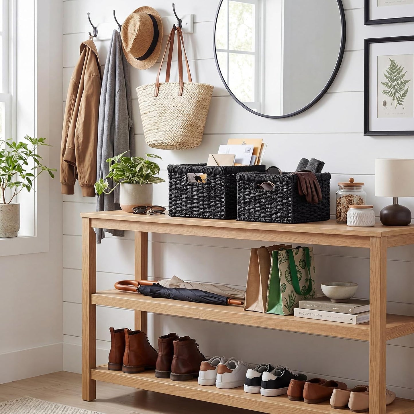 Wicker Basket / Wicker Storage Baskets for Organizing / Black