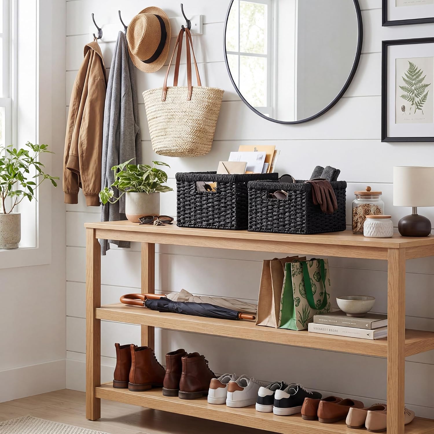 Wicker Basket / Wicker Storage Baskets for Organizing / Black