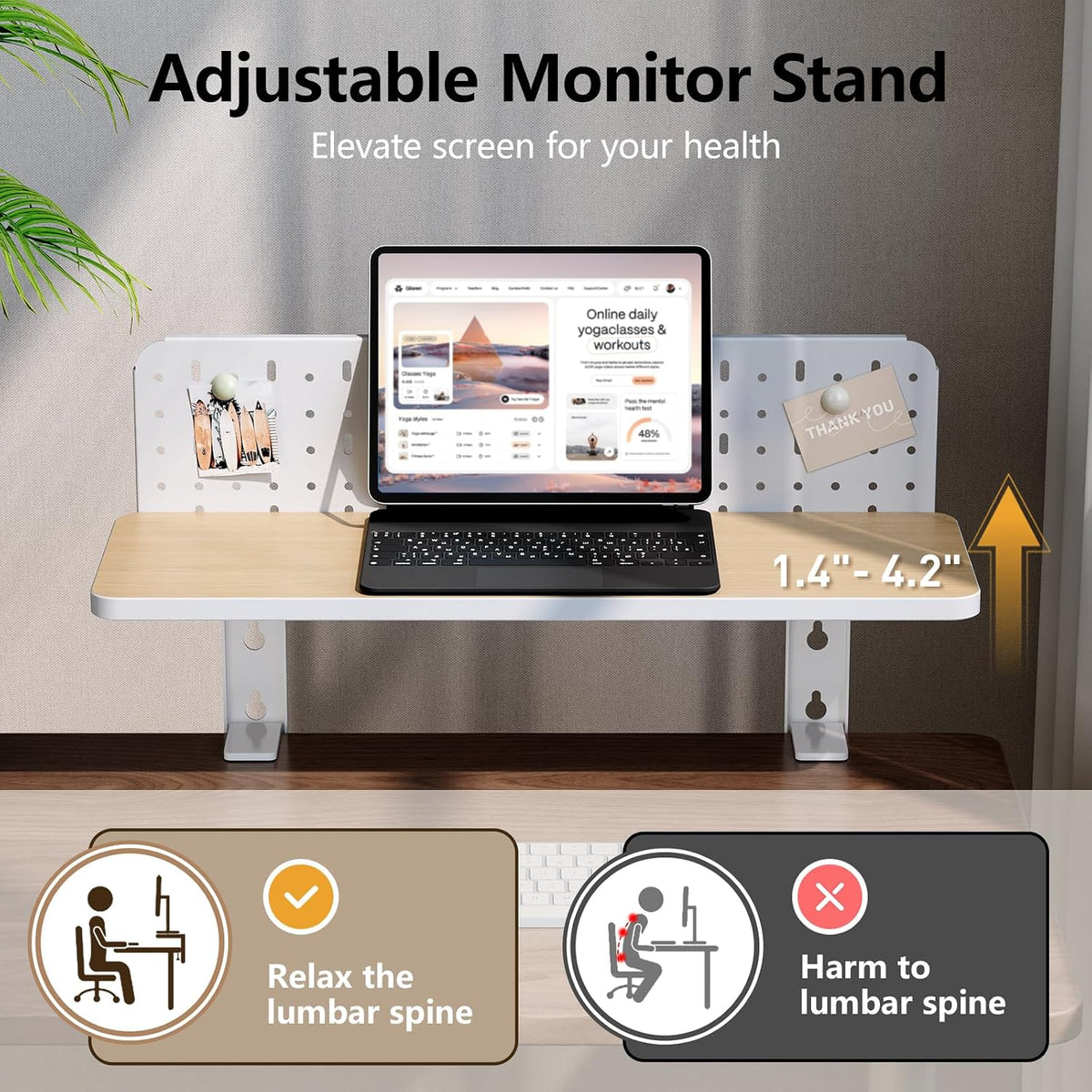 Clamp on Desk Extender Shelf, 22" Desk Riser with Pegboard | Heavy-Duty Side/Top Desk Organizer Shelf for Office