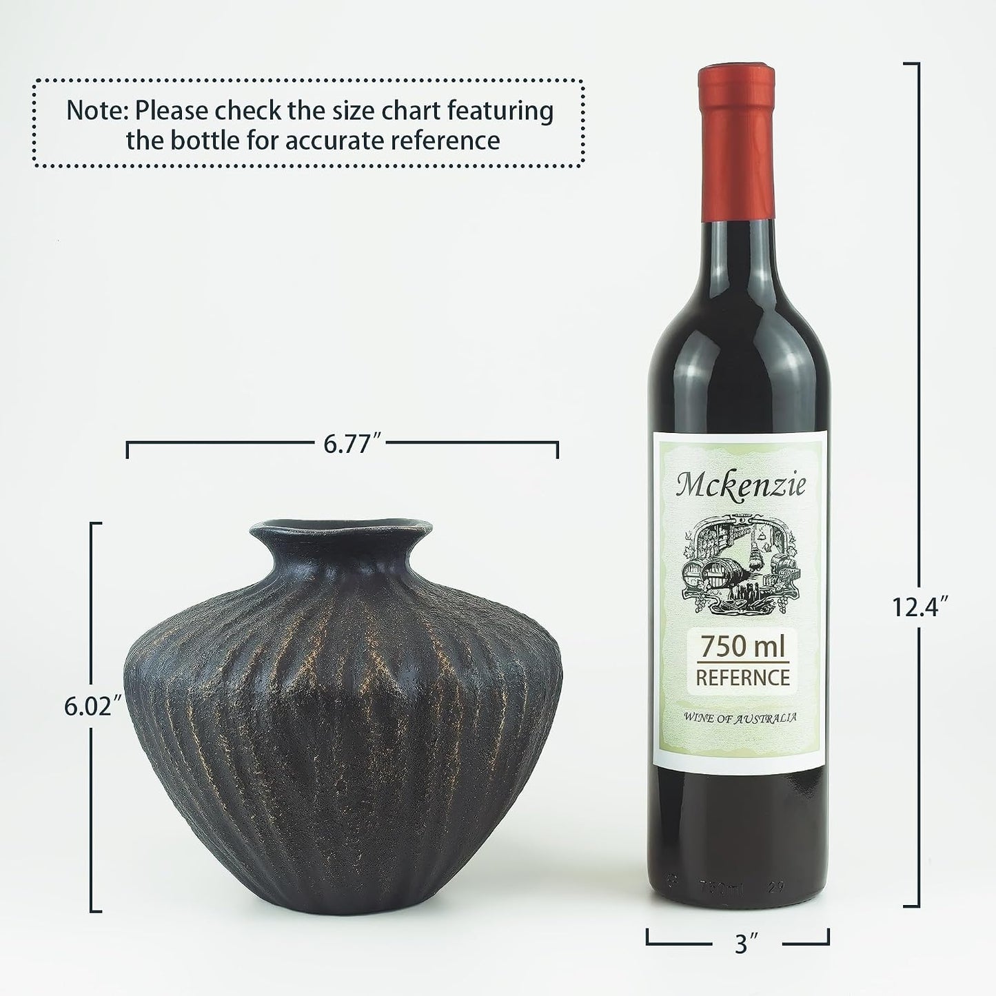 Ceramic Vase / Organic Accent Flower / Small / Black / 6 Inch