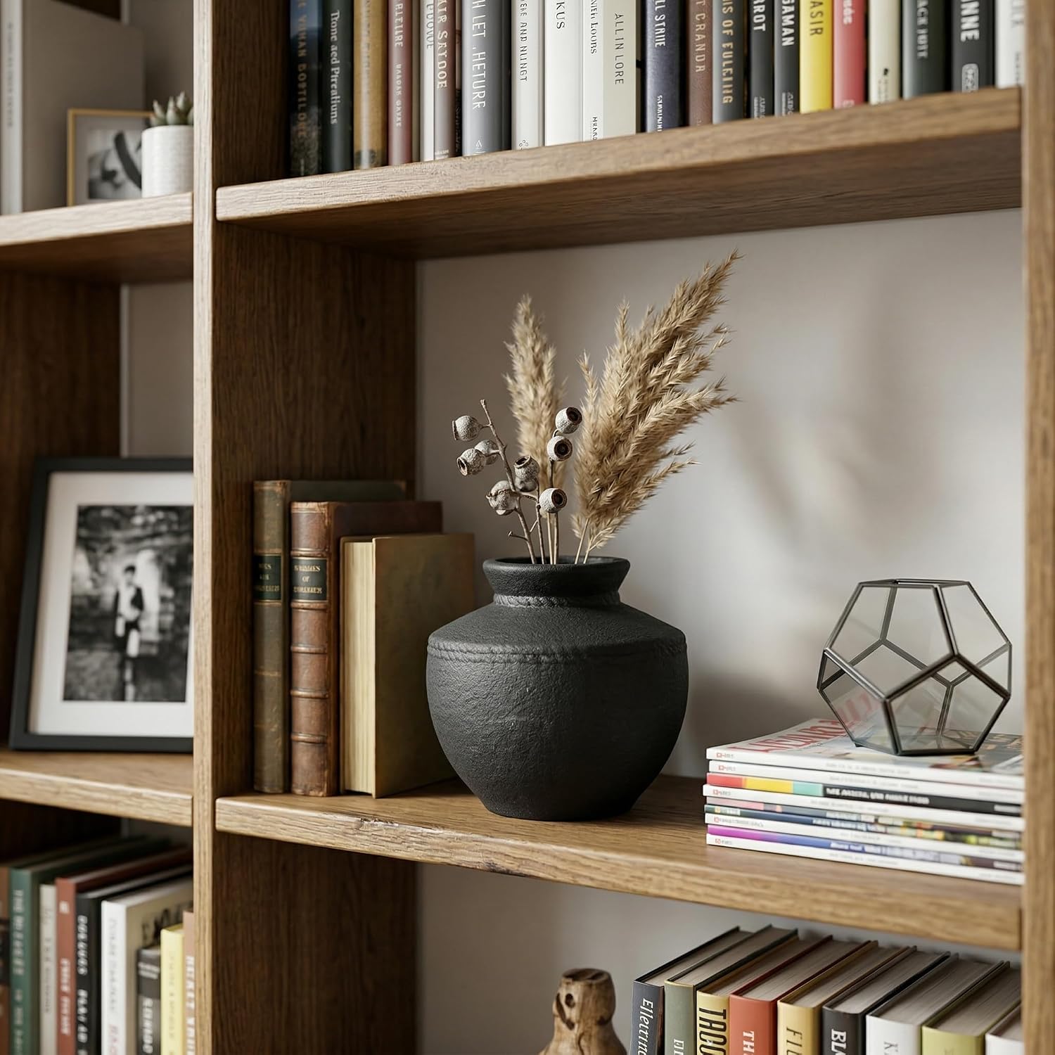 Ceramic Vase / Small Rustic Farmhouse Flower Vases / Black / 6 Inch