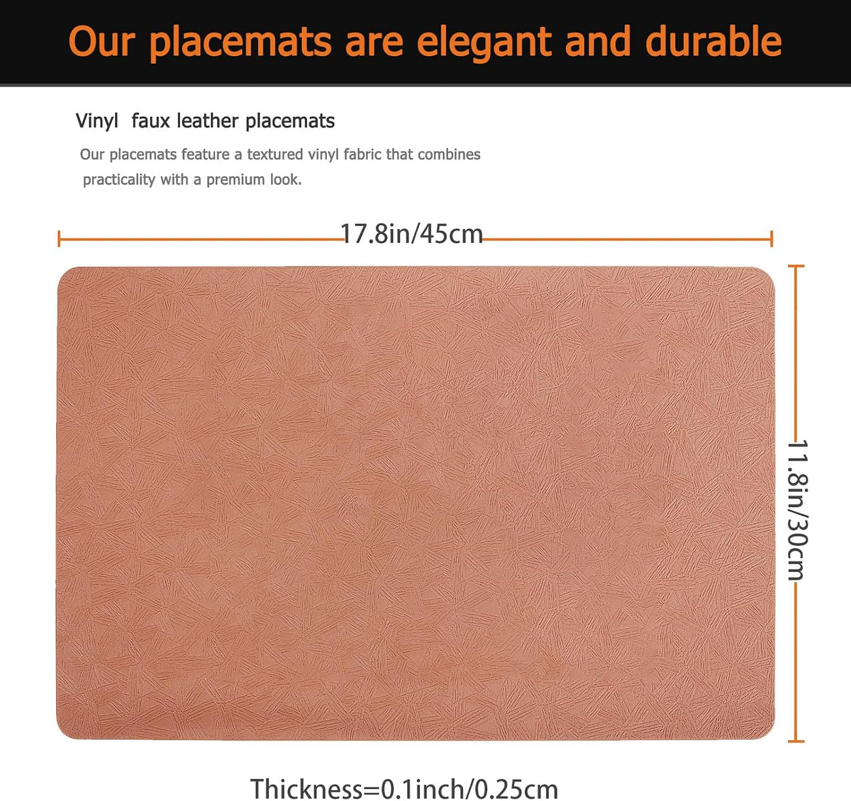Coral Plastic Placemats Set of 8, Faux Leather Waterproof Table Mats | Coral Vinyl place mats,Wipeable and heat