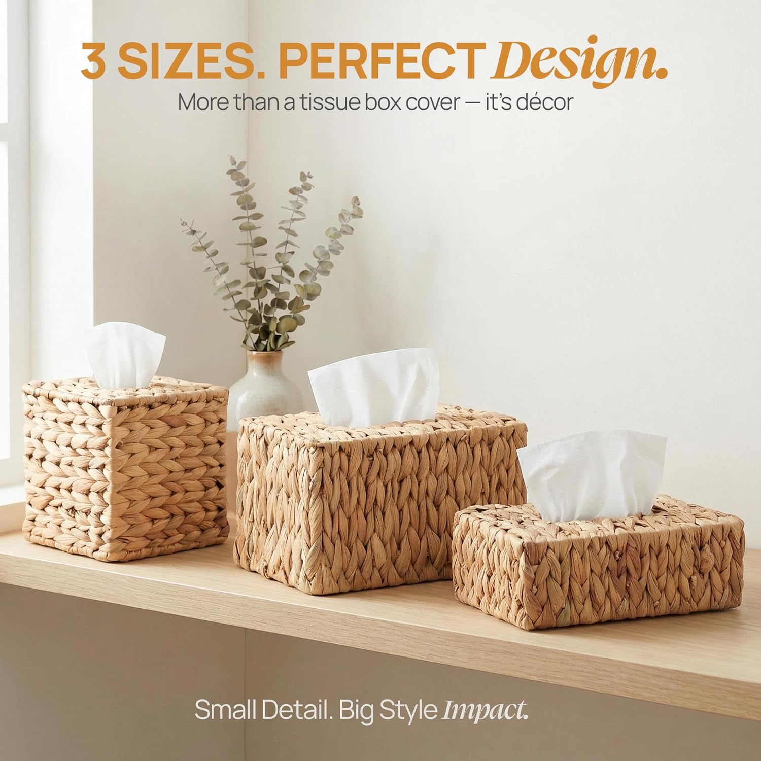 Rattan Woven Tissue Box Holder / Square