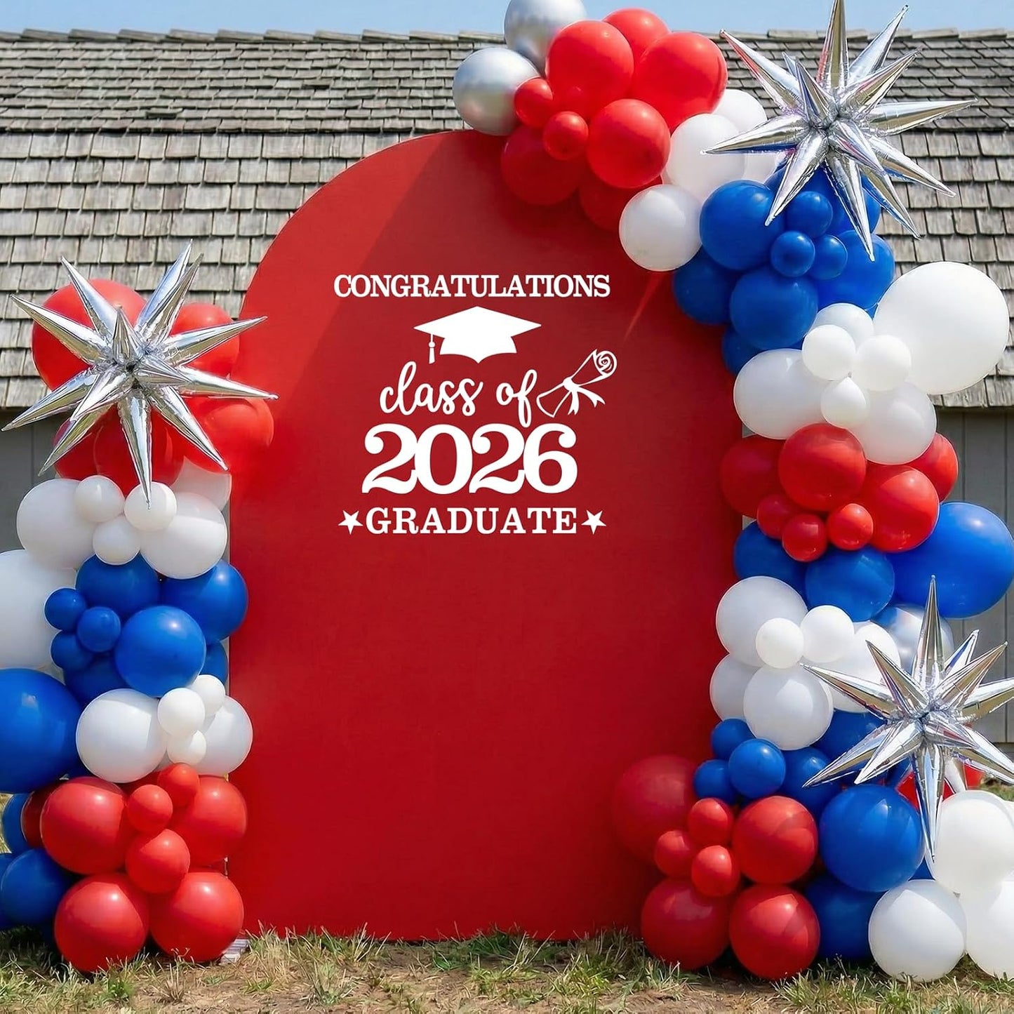 White Congratulations Class of 2026 Graduate Decals Graduation Decals for Arch Backdrop / White 02
