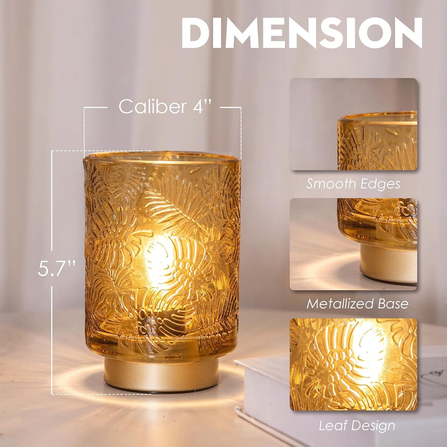 Small Battery Operated Lamp-Portable Cordless Table Lamps / Golden Amber
