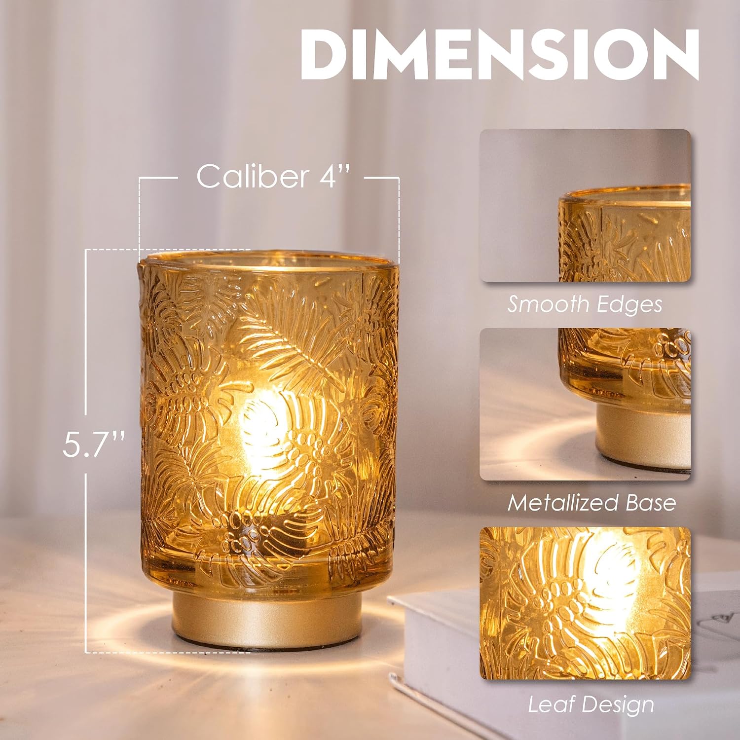 Small Battery Operated Lamp-Portable Cordless Table Lamps / Golden Amber
