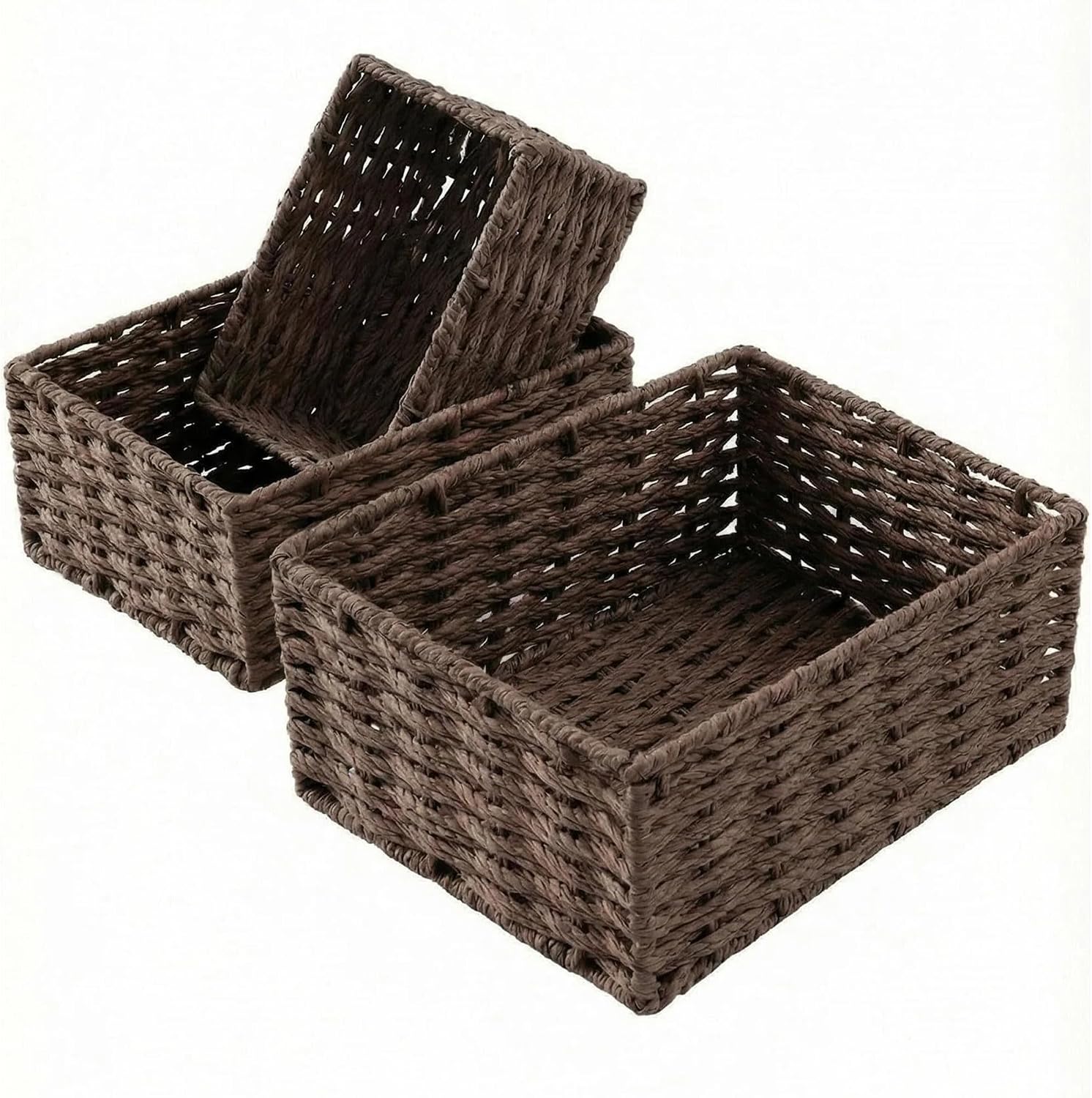 Woven Storage Basket / Coffee / Natural / Set of 3