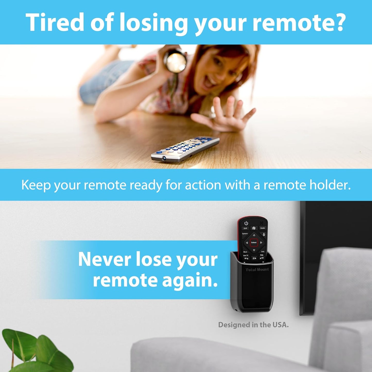Hole-Free Remote Control Holder / Black