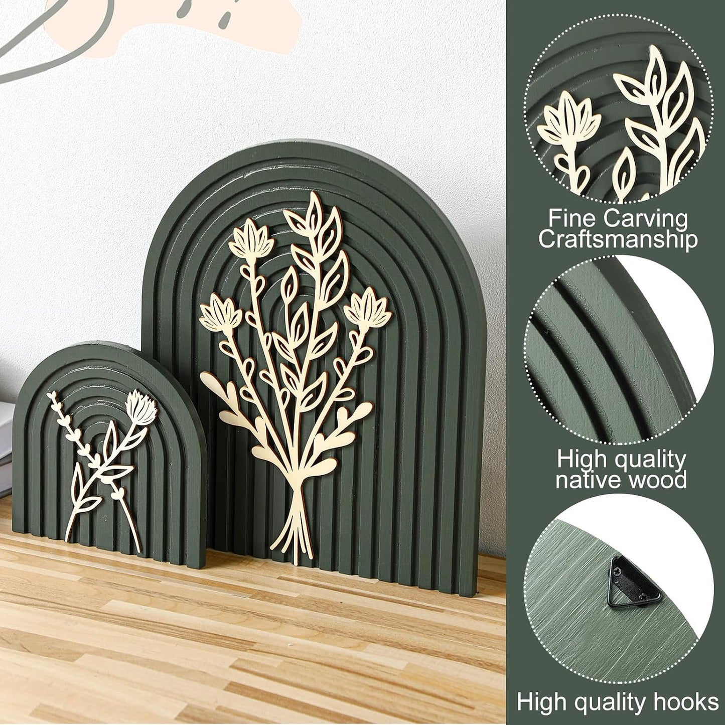 Wood Rainbow Arches Boho Decor Boho Rainbow Arch Rustic Farmhouse Art / Set of 2