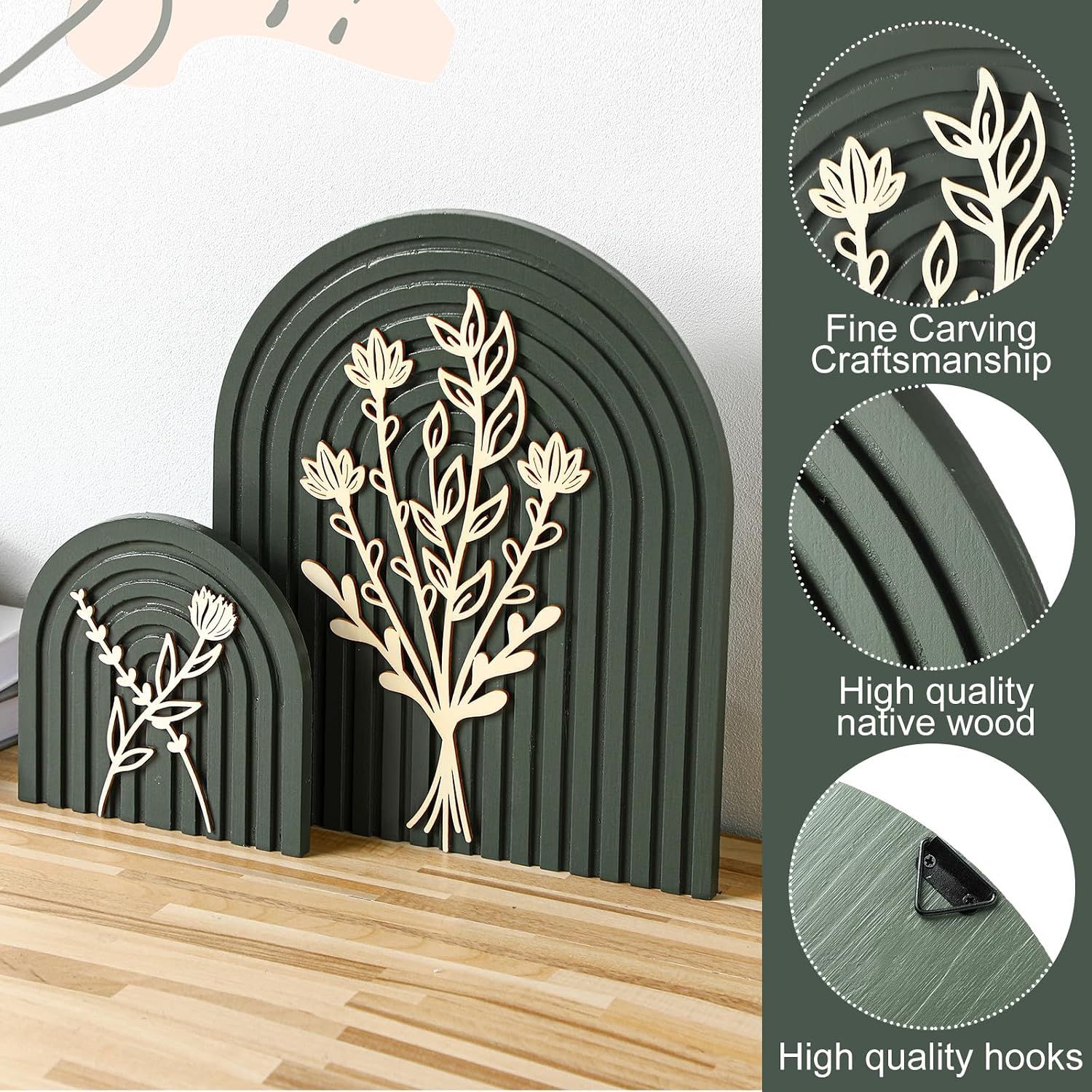 Wood Rainbow Arches Boho Decor Boho Rainbow Arch Rustic Farmhouse Art / Set of 2
