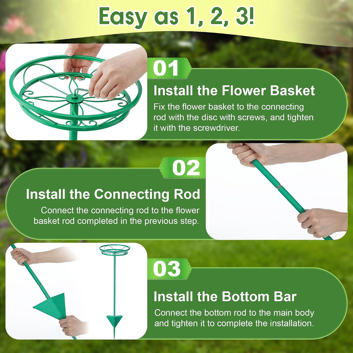 Tellingyou 4 Pack Adjustable Outdoor Flower Pot Stand, Plant Stands(Green) | Metal, Spring Summer Versatile Plant