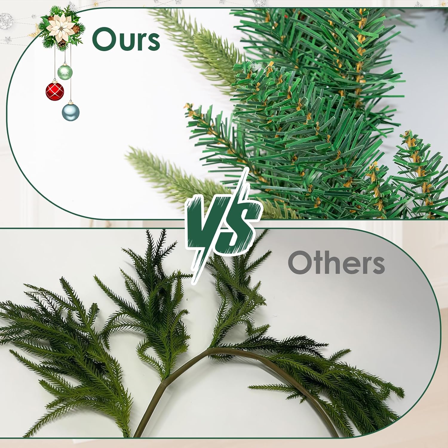 Winter Decor Artificial Norfolk Pine Christmas Garland, 6FT | Cedar Eucalyptus Greenery Realistic Tree for Mantel