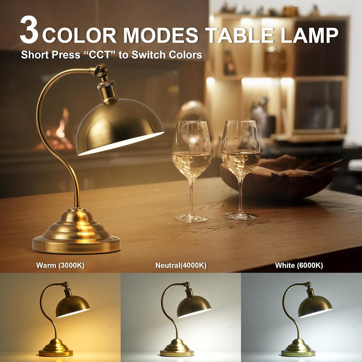 Battery Operated Desk Lamps / Brass