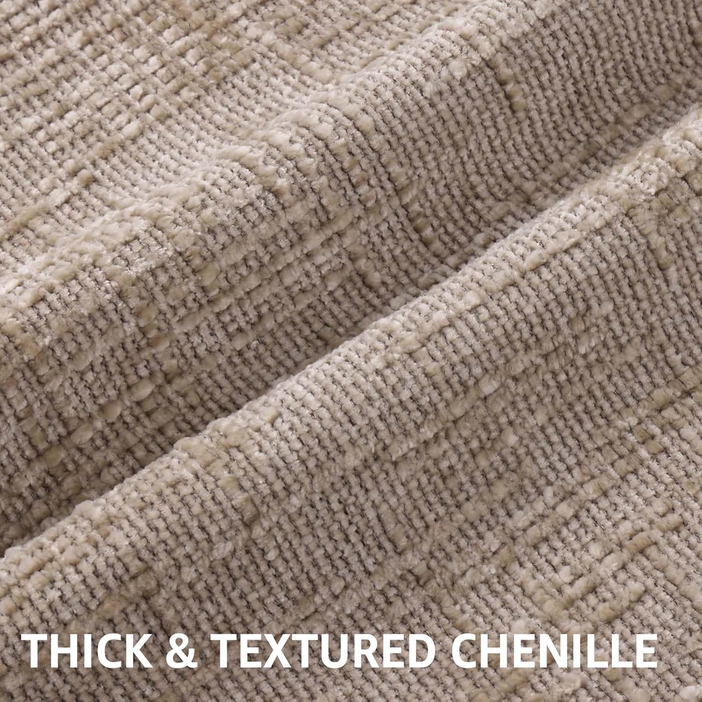 Fall Chenille Throw Pillow Covers Textured Soft Slubby Couch Pillow / Oatmeal / 18 x 18 / Set of 2