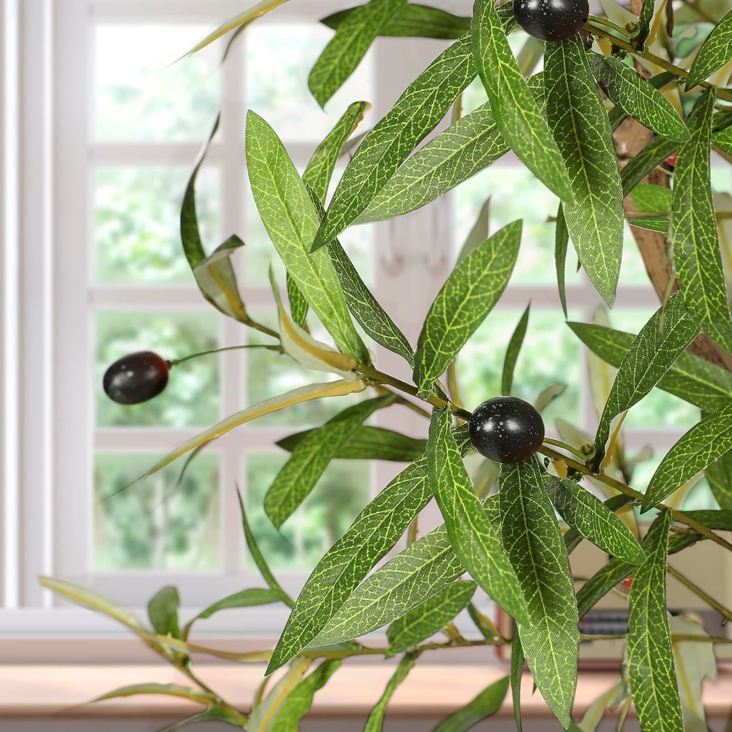 Planter Olive Branches and Realistic Leaves / 7ft / Natural / 7 Inch