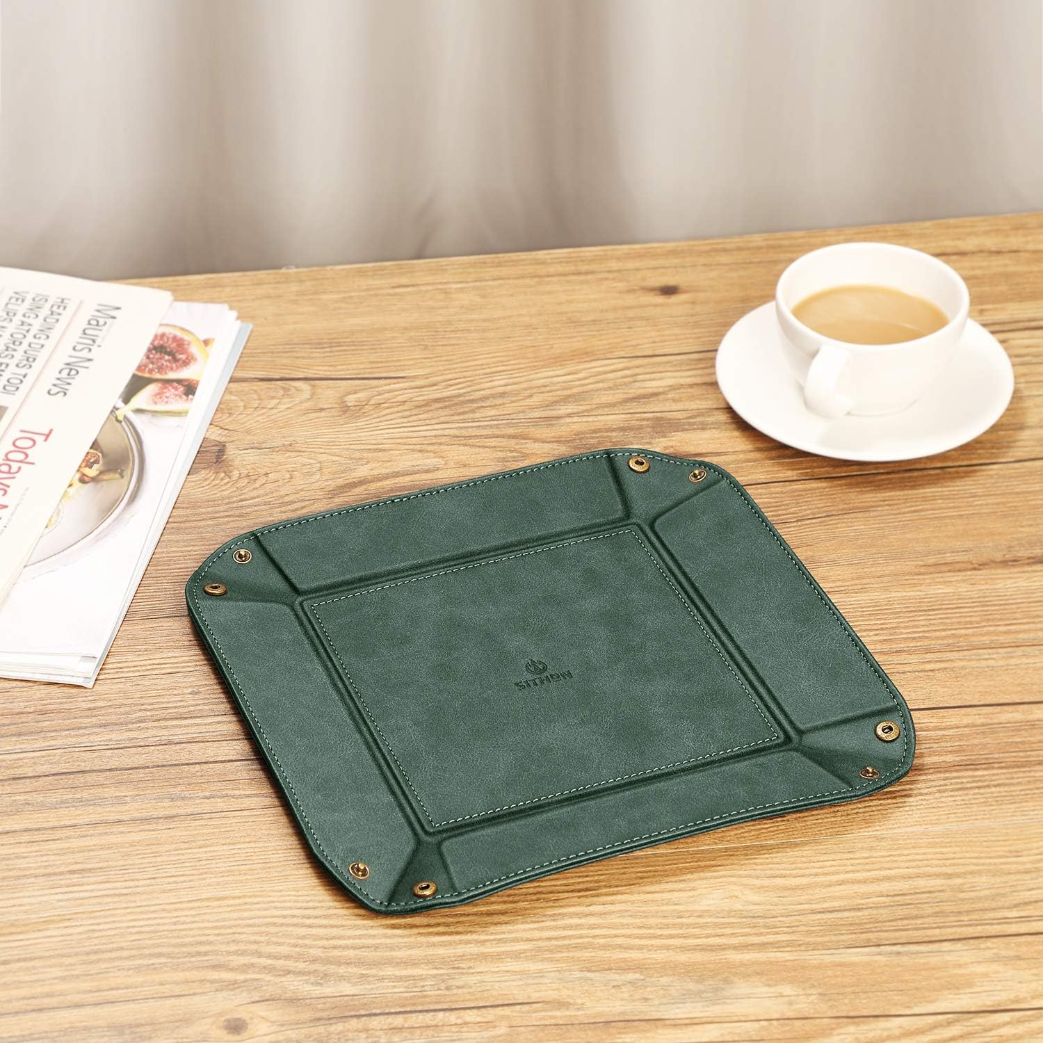 Valet Tray Desktop Storage Organizer / Dark Green