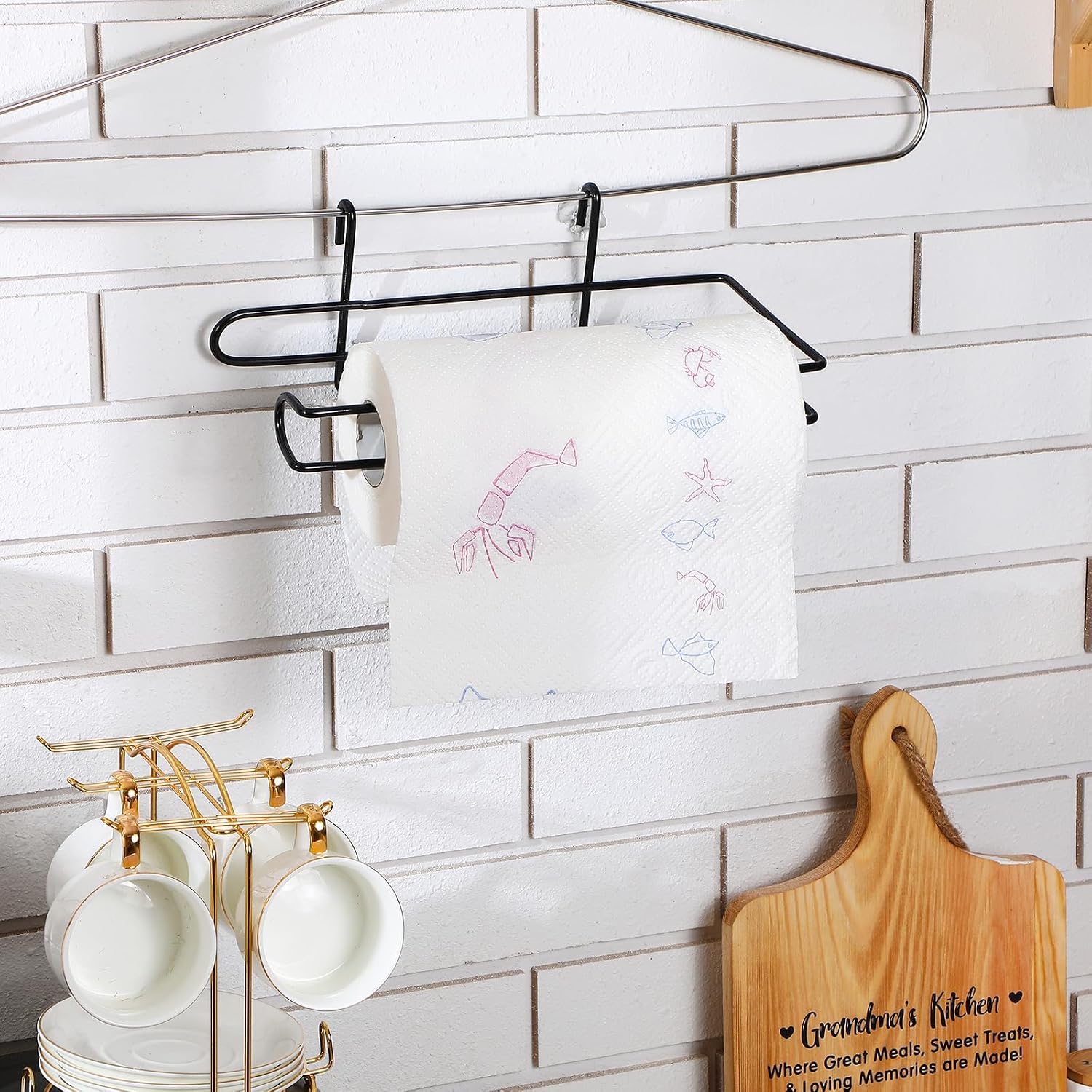 CroBlissful Paper Towel Holder for Wire Shelving 5'' D x 12'' W x 4.5'' H Hanging Paper Towel Holder Wire Shelf