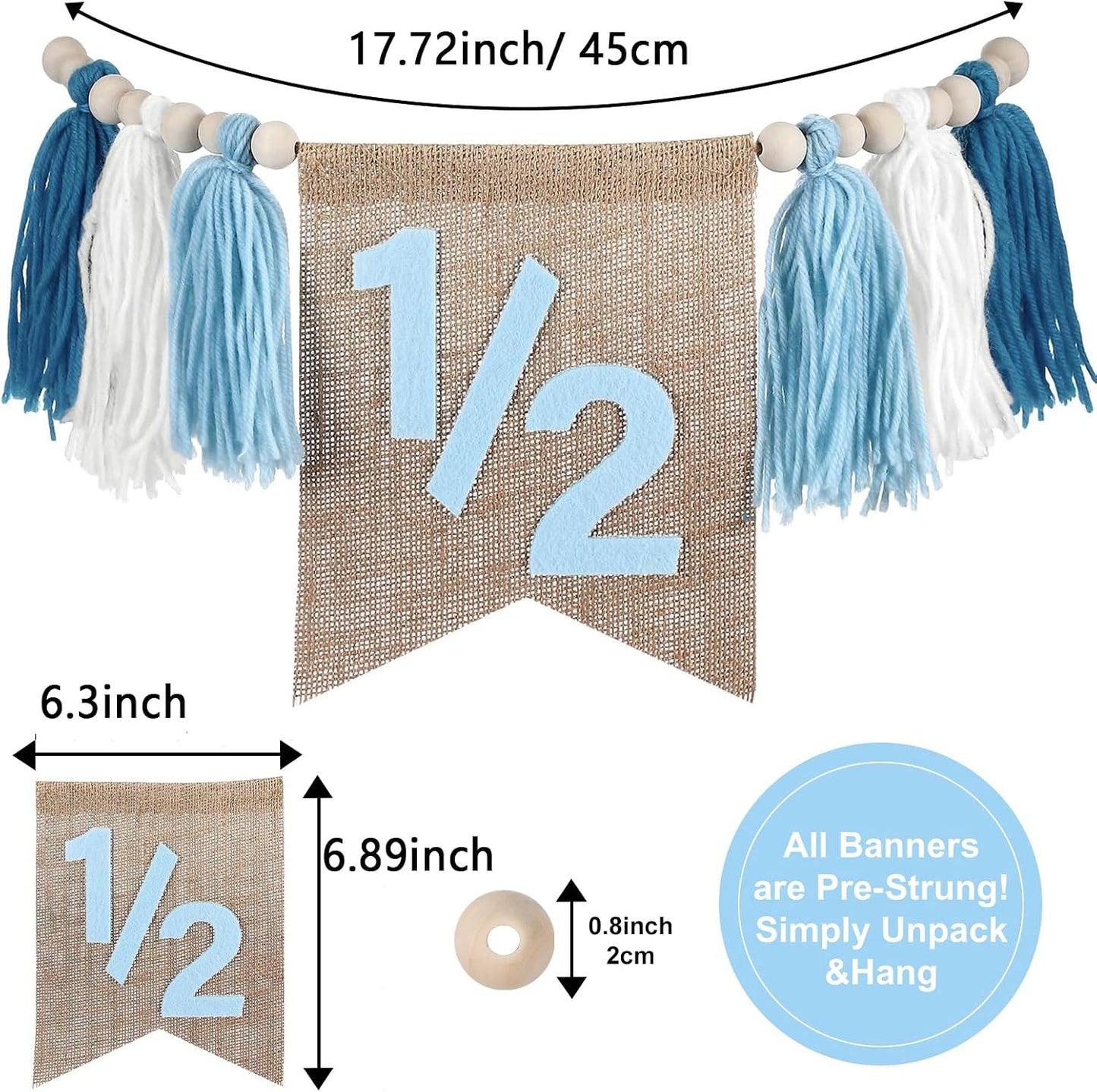 6 Month Girl Tassel Wood Bead Highchair Garland Blue / Blue, Beige