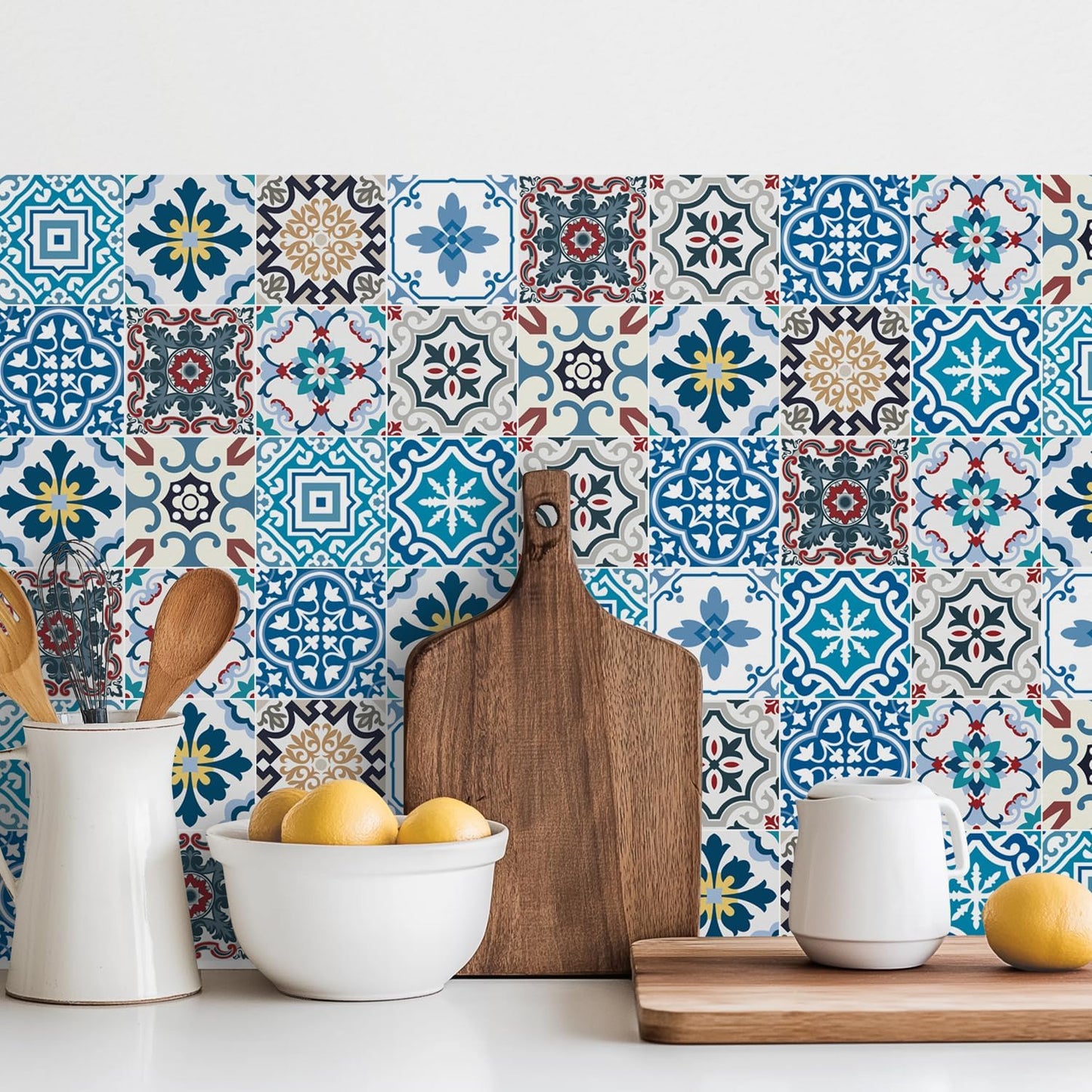 Eclectic Mediterranean Tile Stickers / 4 x 4 / Set of 30