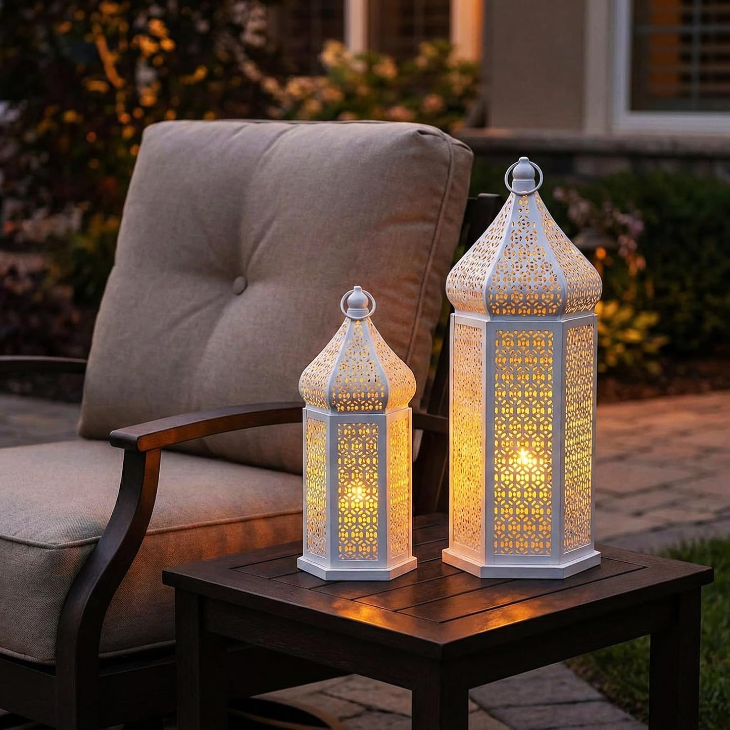 VELA LANTERNS Large Temple Tower Moroccan Lantern Lamp Decorative Candle Holders for Ramadan Decorations, Hanging