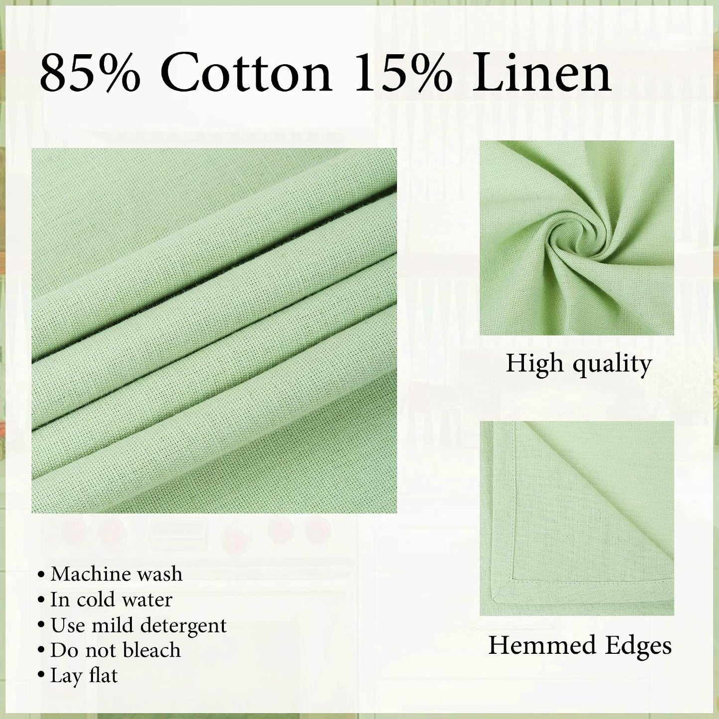 85% Cotton 15% Linen Dinner Cloth Set of 12 Napkins for Everyday Use Over Sized Easter Special Mitered Corners Napkins