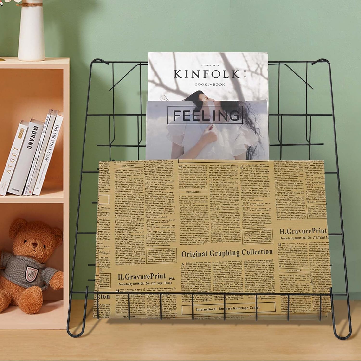 Wire Magazine Rack with 4 Open Tiers Book Signing Rack Tabletop Display Stand Holds Both Magazines and Brochures
