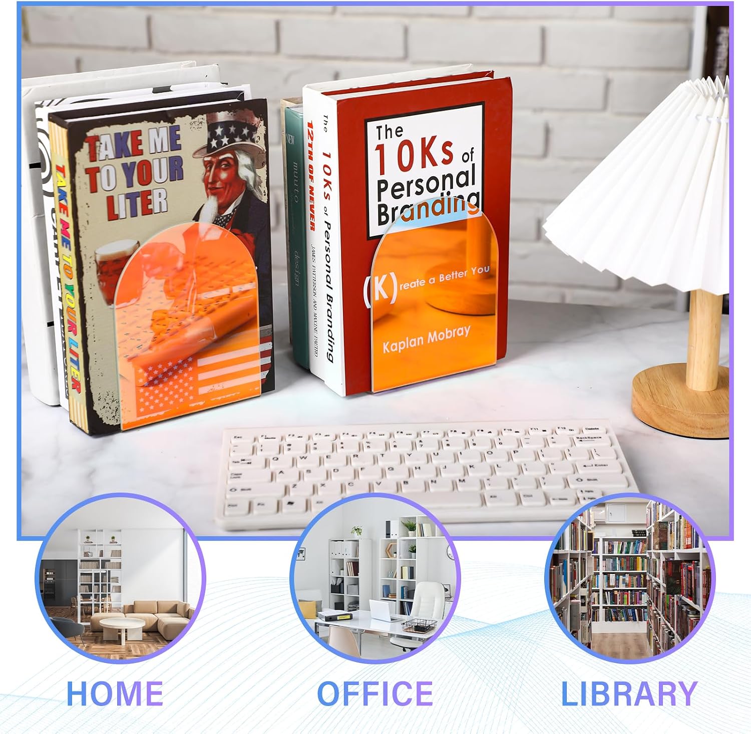 Acrylic Book Ends / Laser Color / Clear / Set of 4
