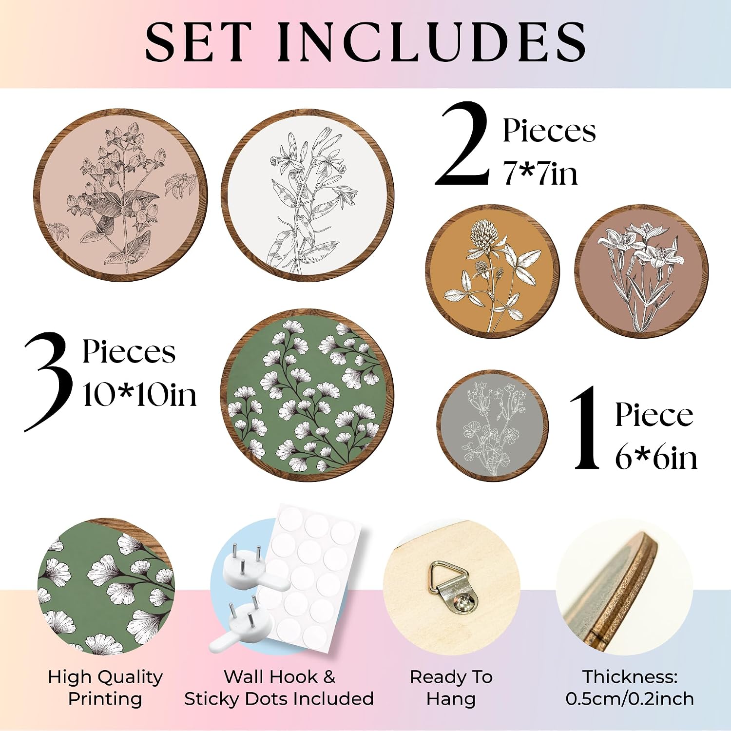 Bohemian Plant Art Wall Decor / Botanical / Set of 6