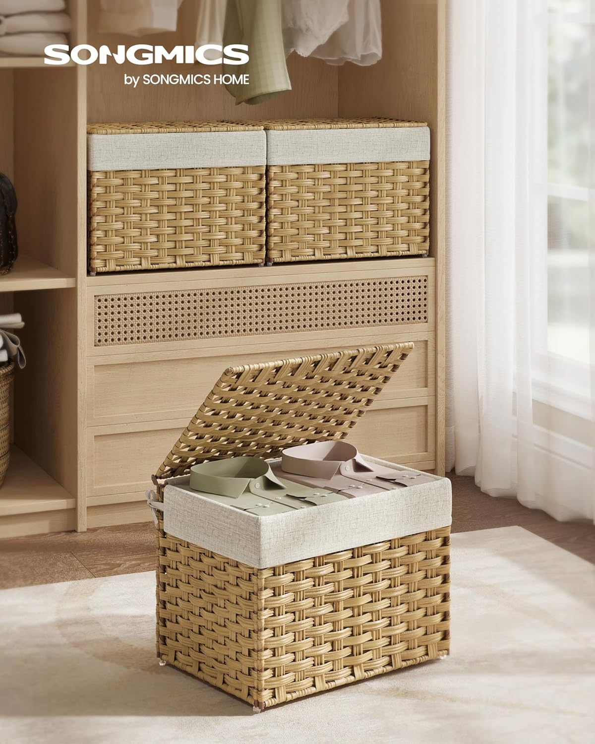 Metal Frame / Woven Blanket Storage Bin / 35 L / Natural