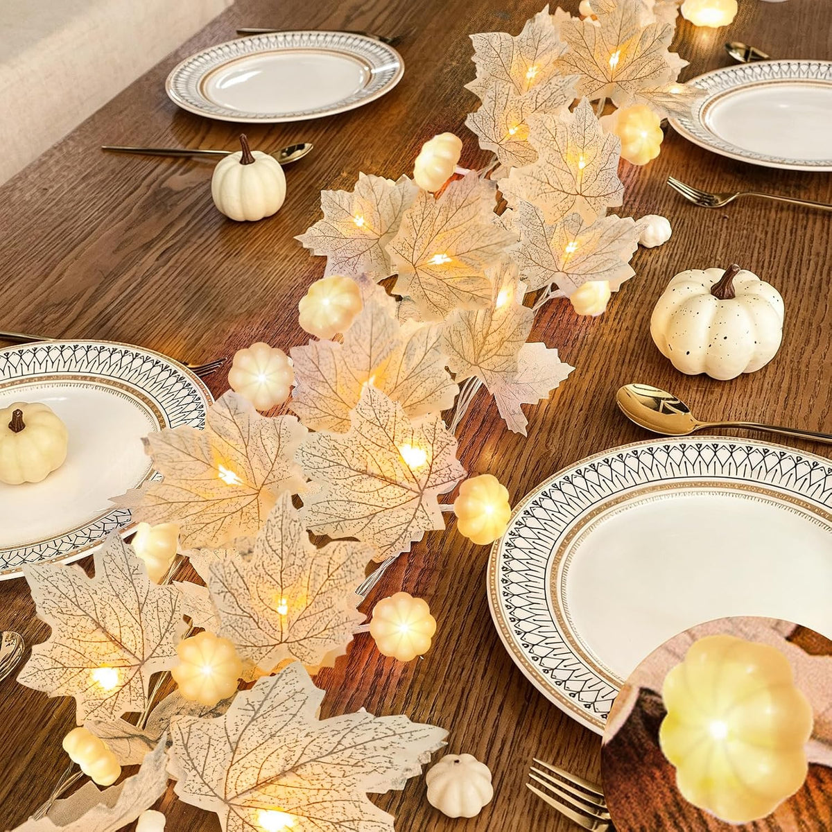 3D Pumpkin Lights & 40 LED 2 Pack Fall Garland Fall Decor Total 13FT