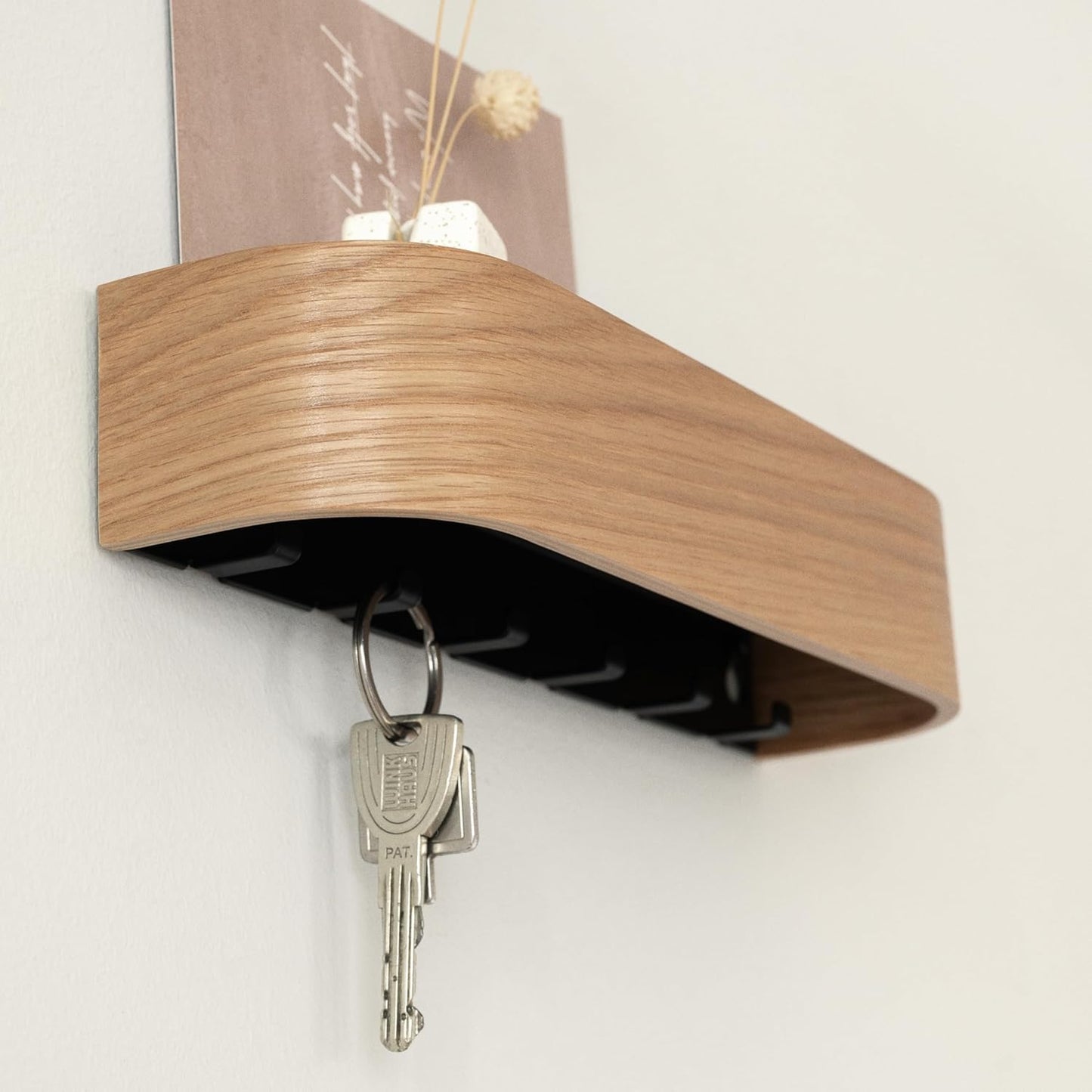 Modern Key Holder Wall Mount / Oak / 6 Hooks