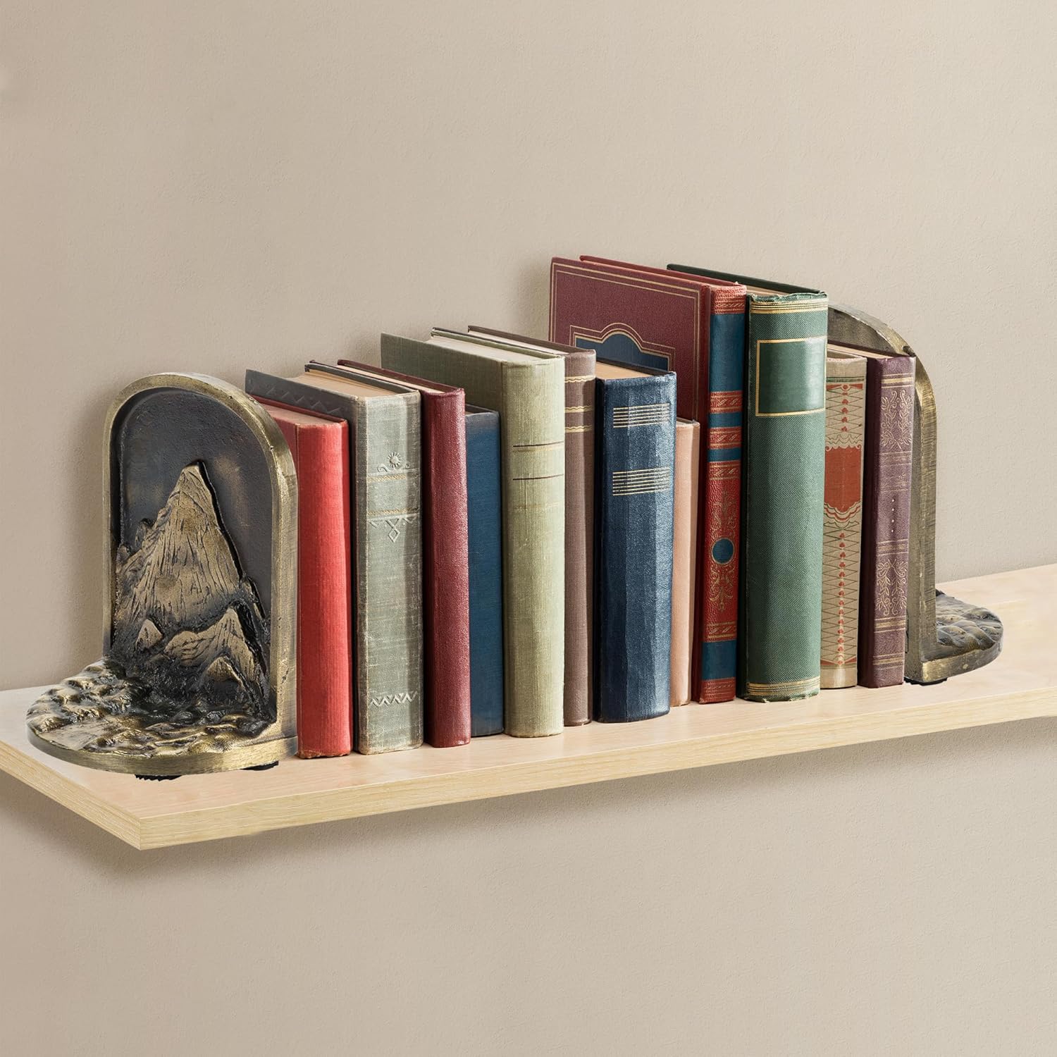 Cast Iron Mountain Bookends Set