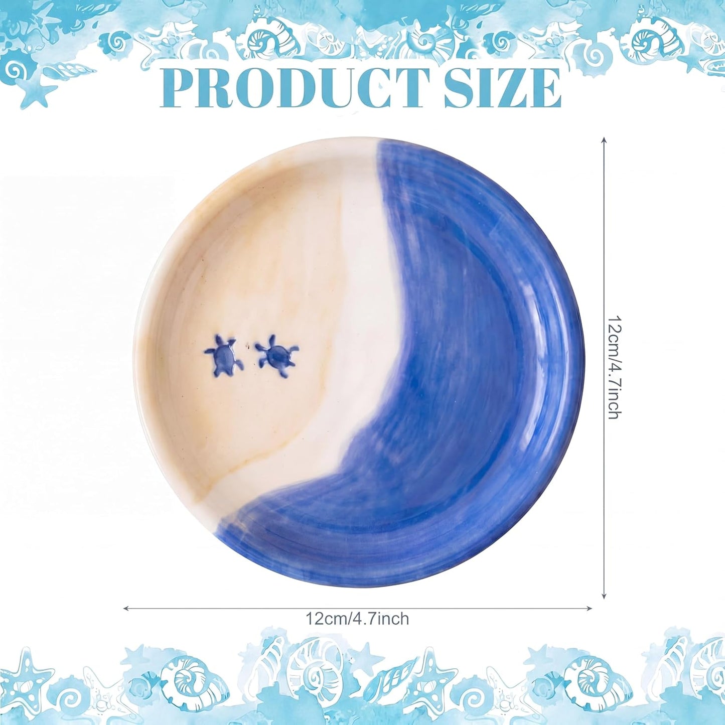 Ring Holder / Coastal Ocean Theme Trinket Tray / Sea Turtle / Blue