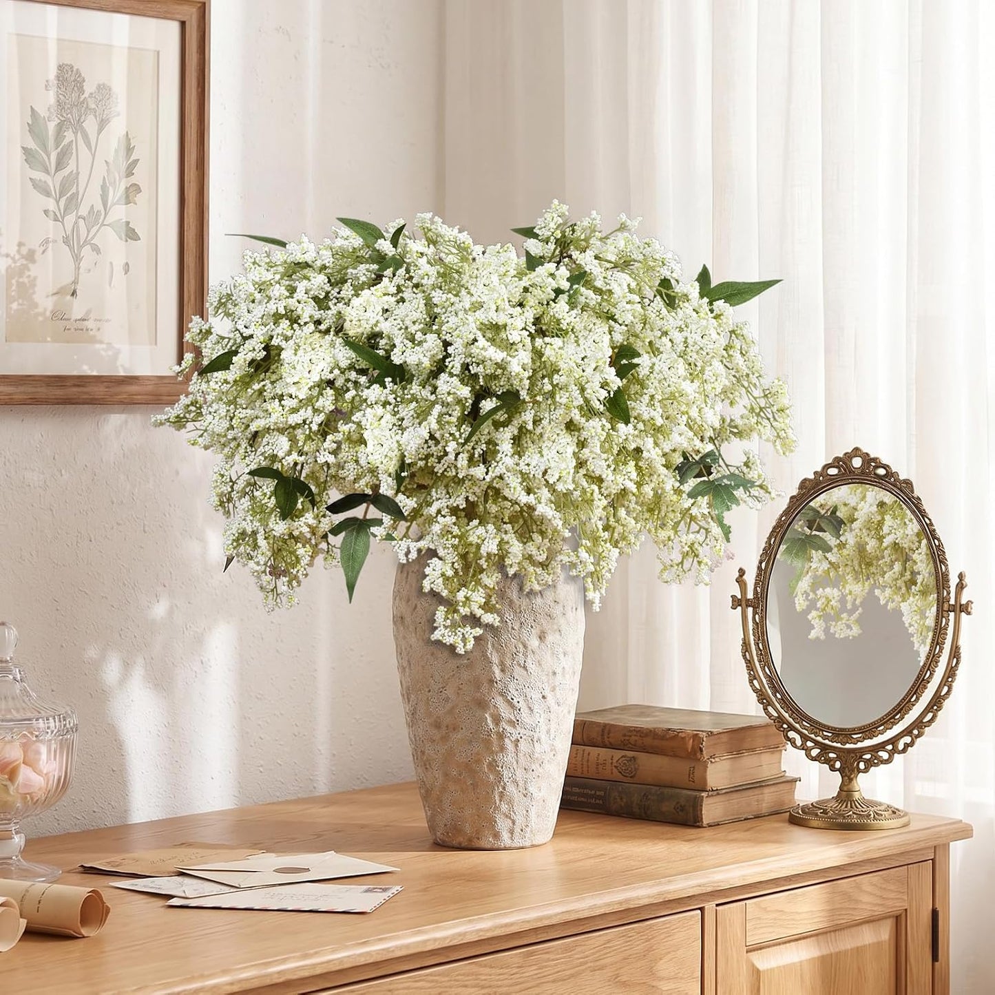 Faux Berry Stems for Vase / White / 43in / Set of 3