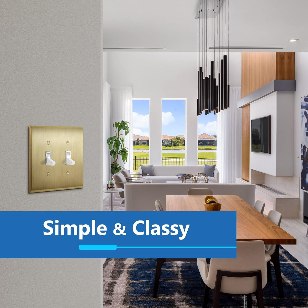 LIDER Toggle Light Switch Metal Wall Plate, Mid-Size 2-Gang, 2-Pack | Stainless Steel, Corrosion Resistant, Brushed